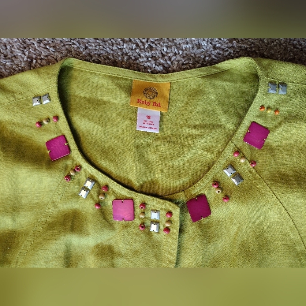 Ruby Rd. Lime Green Jacket Blazer - Picture 5 of 14
